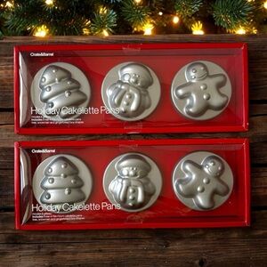 Crate & Barrel Holiday Cakelette Pans - Set of 2, 6 total | NWT